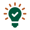 Icon of light bulb with check mark in it