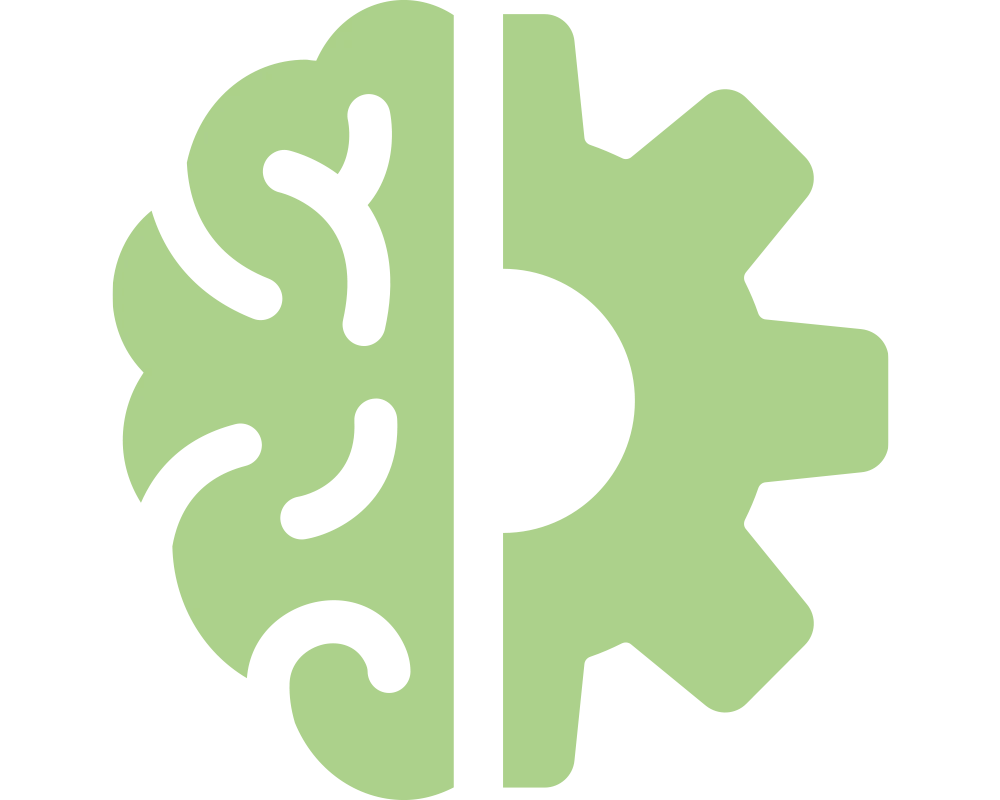 Icon of half a brain next to half a cog
